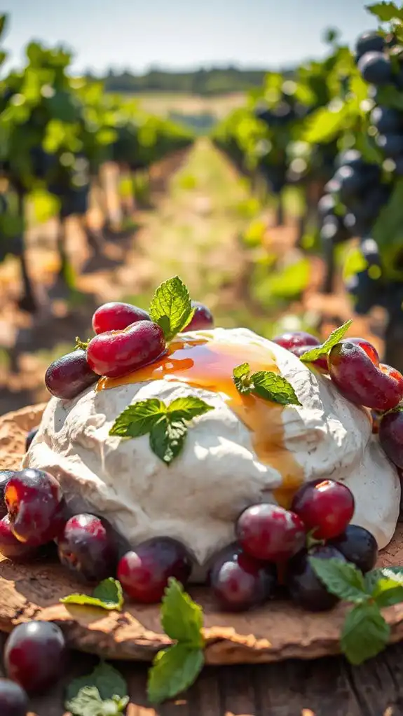 crispy meringue topped grapes