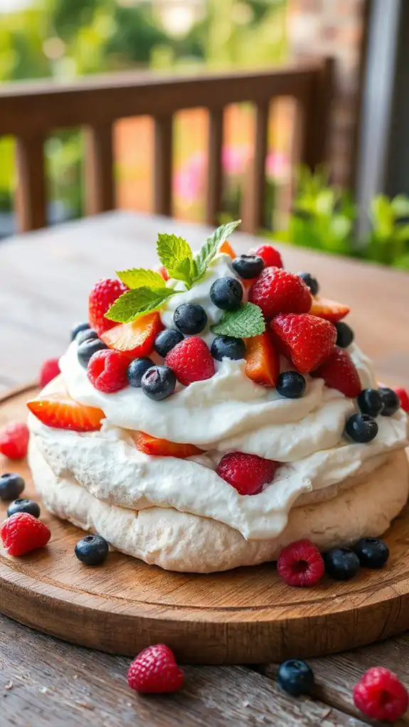 crispy meringue with berries