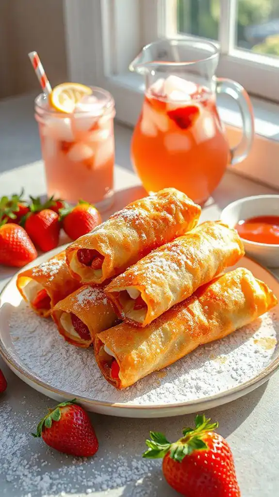 crispy strawberry cheesecake rolls