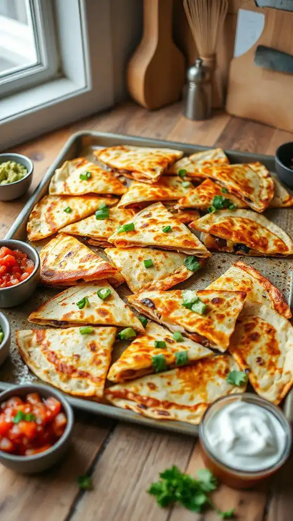 crowd pleasing sheet pan quesadillas