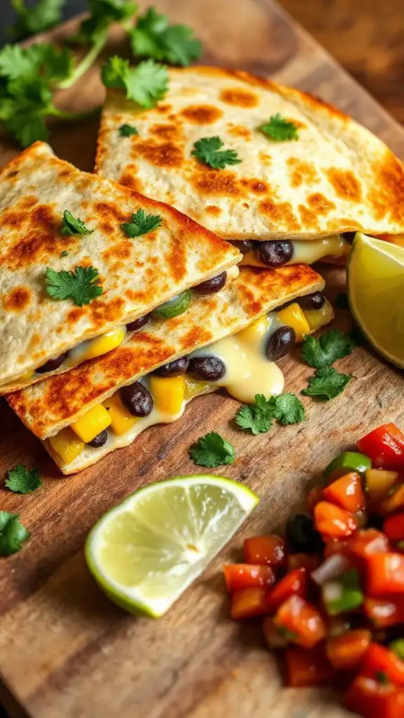 cut and plate quesadillas
