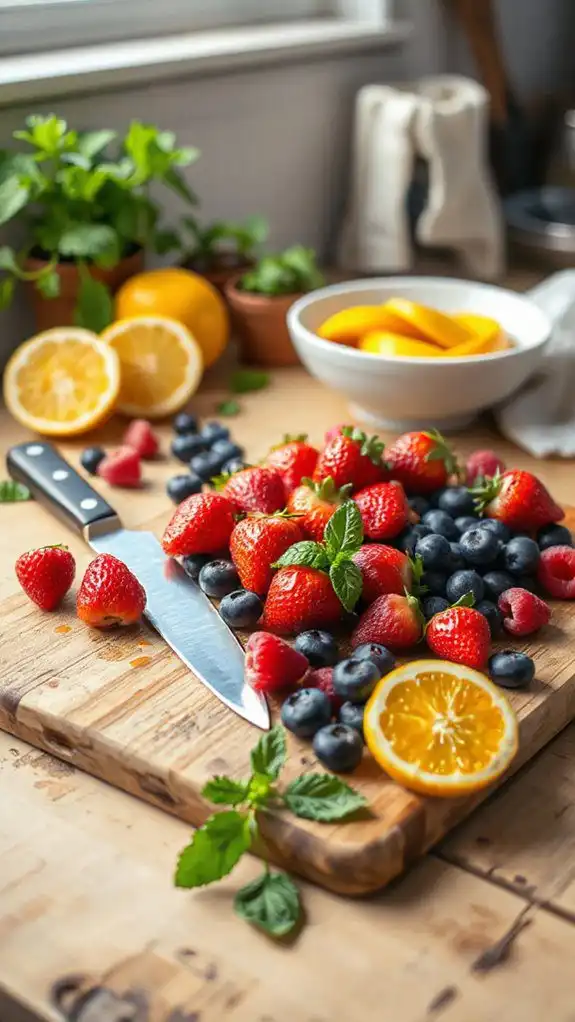 cut fruits into pieces