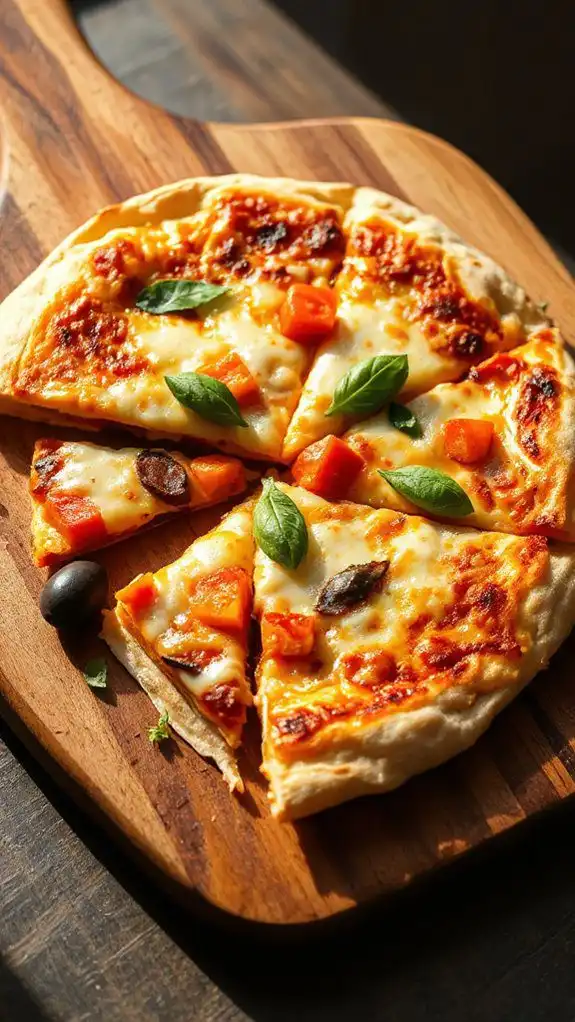 cut into triangular pieces
