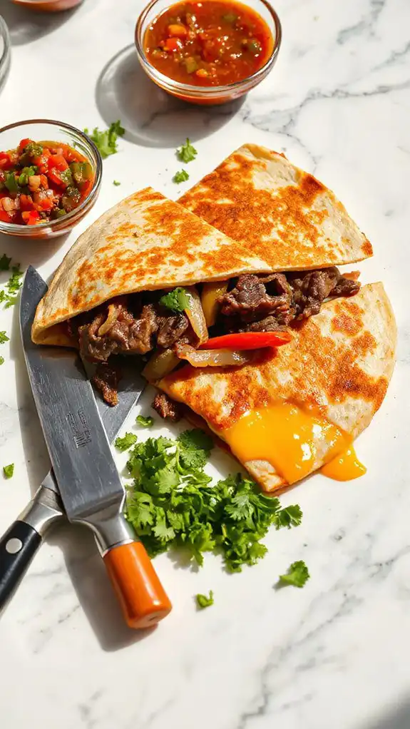 cut quesadilla into wedges