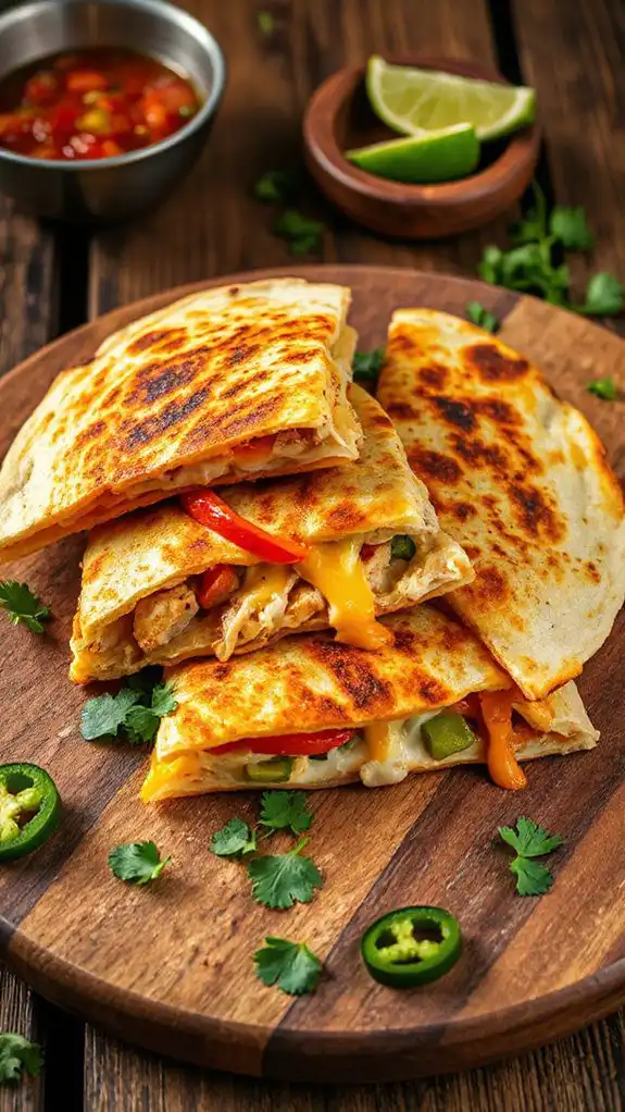 cut quesadillas into wedges