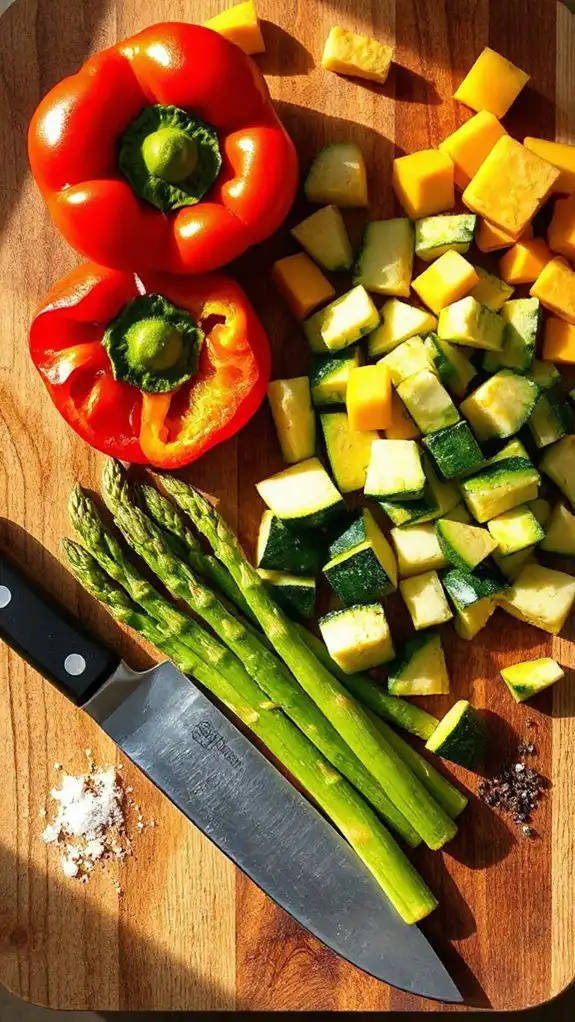 cut vegetables into chunks