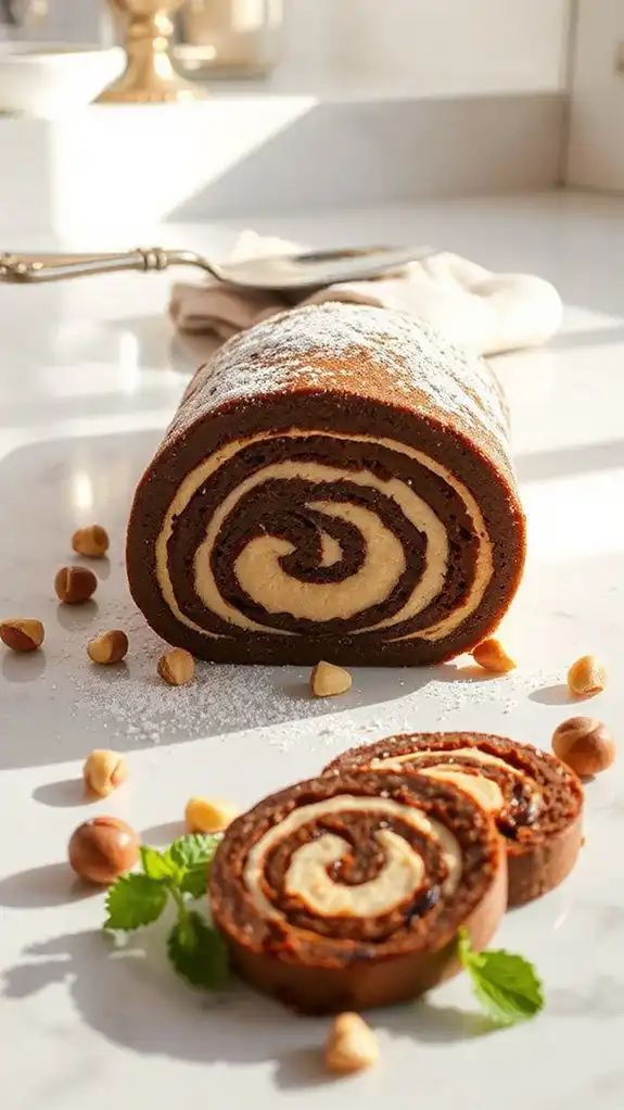 decadent chocolate hazelnut roulade