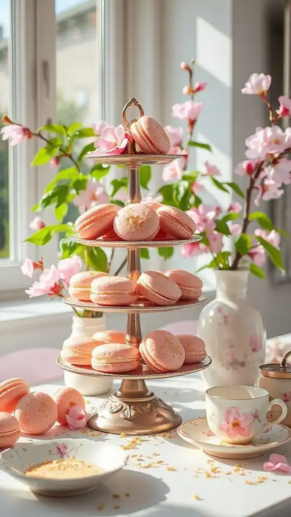 delicate cherry blossom macarons