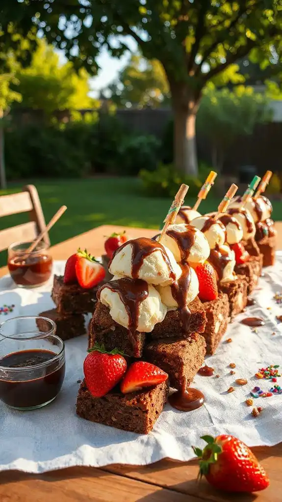 delicious brownie ice cream skewers