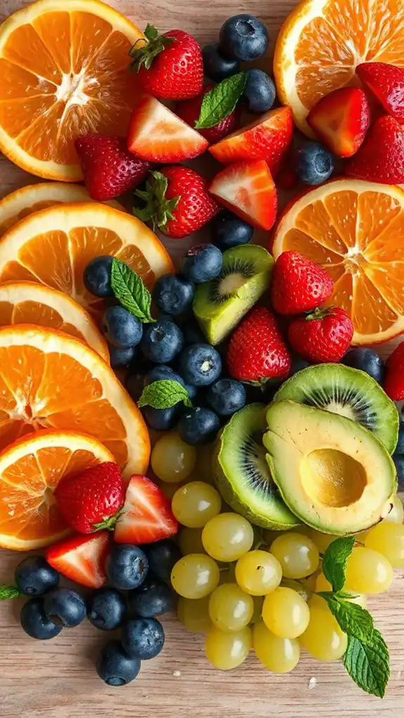 display colorful fruit arrangement display colorful fruit arrangement