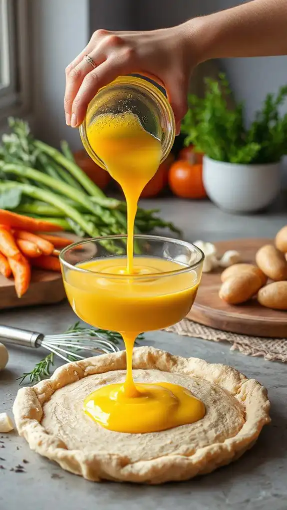 distribute egg mixture evenly