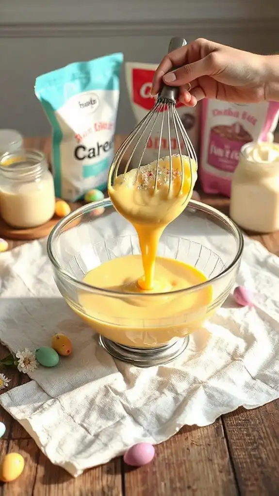 distribute egg mixture evenly