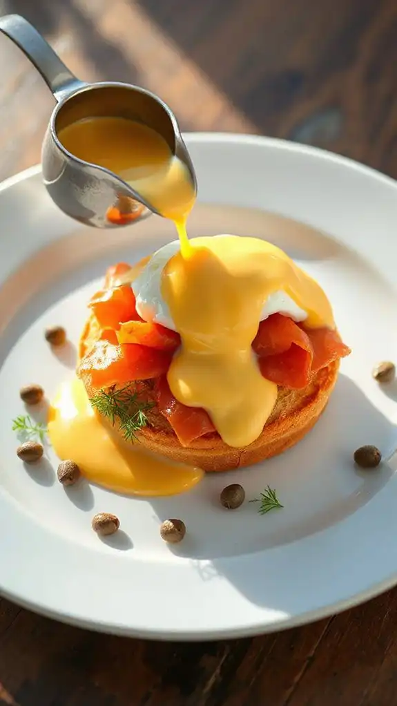 drizzle hollandaise sauce evenly drizzle hollandaise sauce evenly