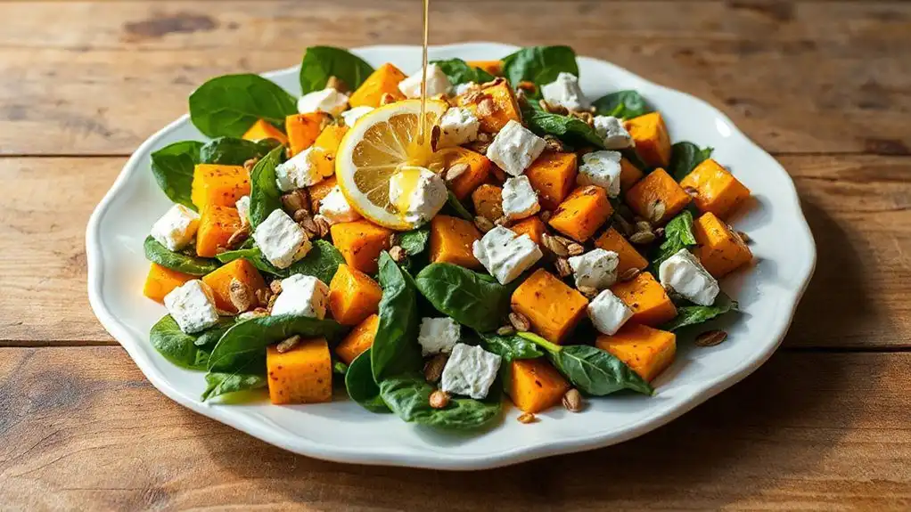 easter pumpkin spinach salad