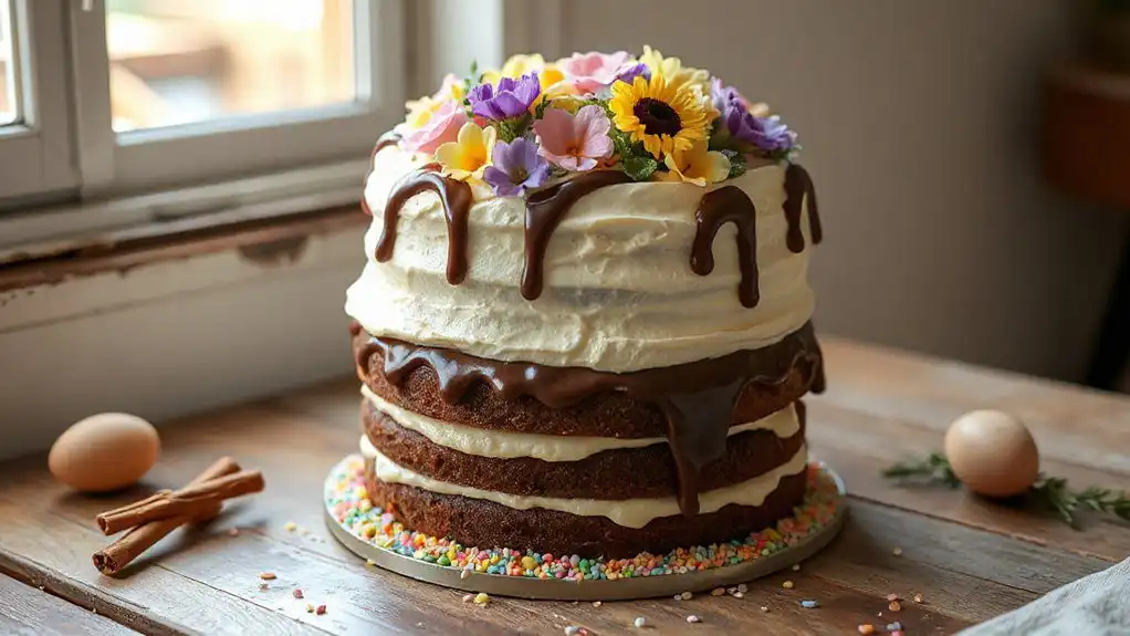 easter themed chocolate vanilla cake
