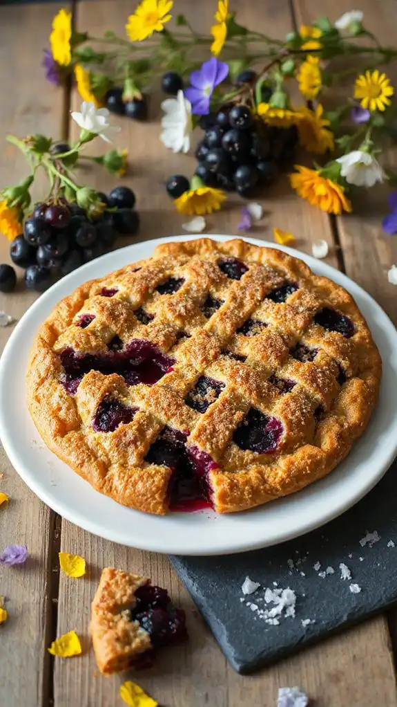 elderberry pie with crumble