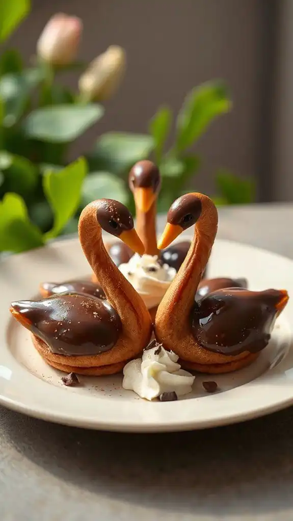 elegant choux pastry swans
