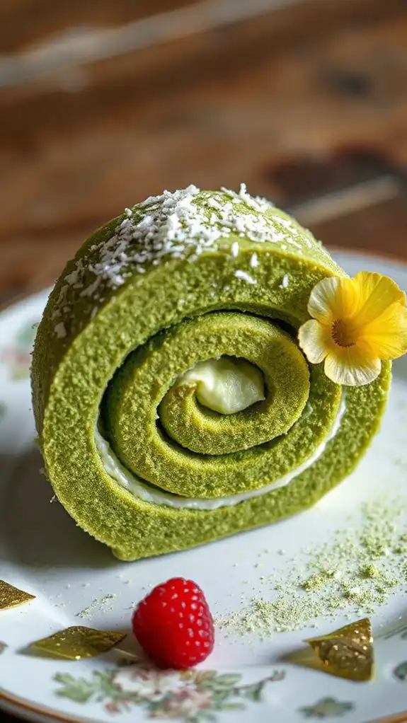 elegant matcha dessert roll