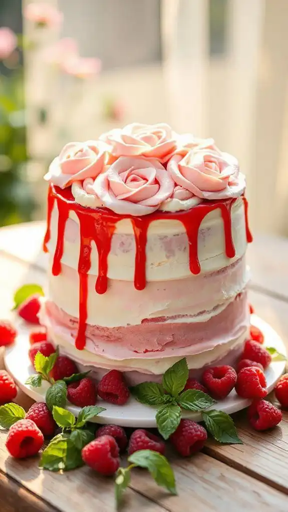 elegant raspberry rose dessert