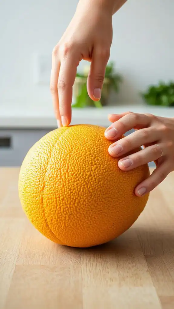 ensure cantaloupe firmness gently