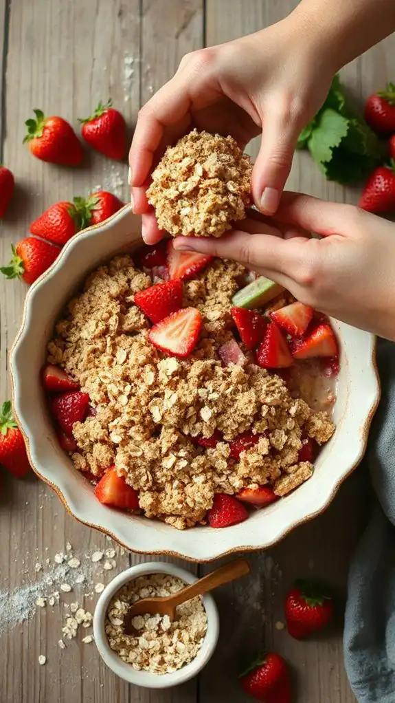 evenly distribute oat topping evenly distribute oat topping
