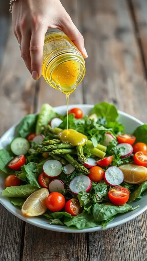 evenly distribute vinaigrette dressing