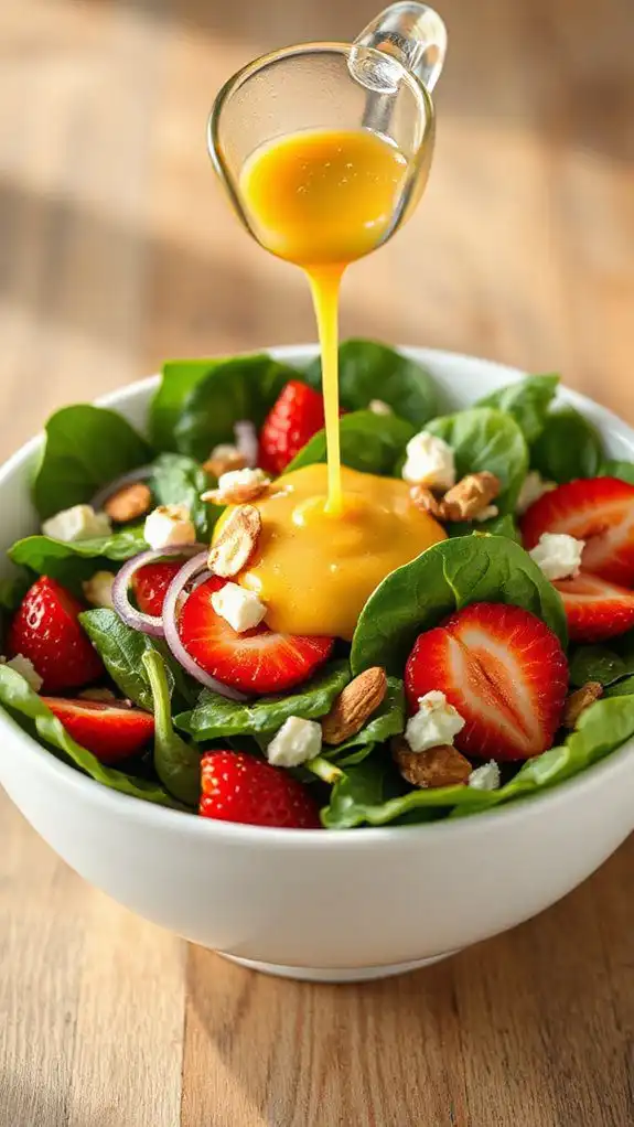 evenly drizzle salad dressing
