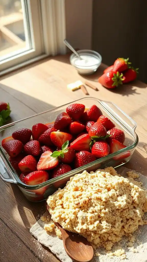 evenly layer strawberry crumble