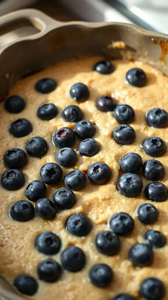 evenly mixed blueberry baking