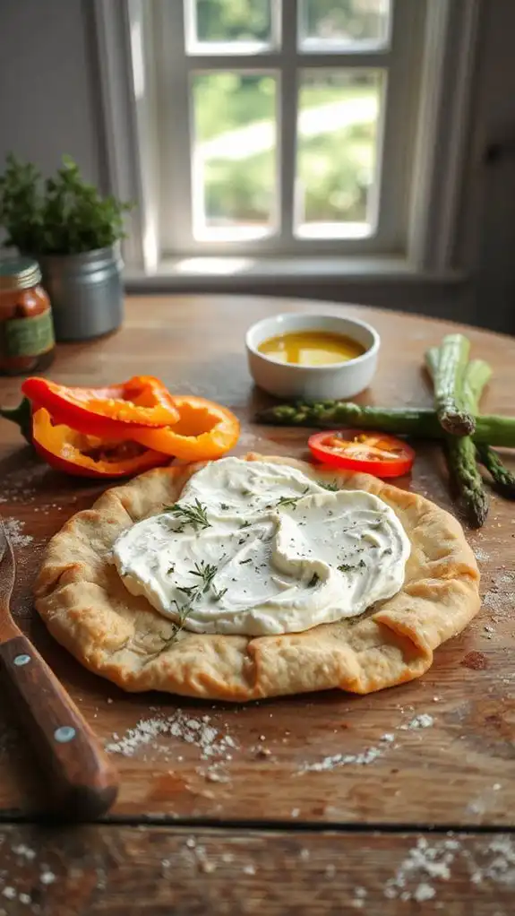 evenly spread goat cheese