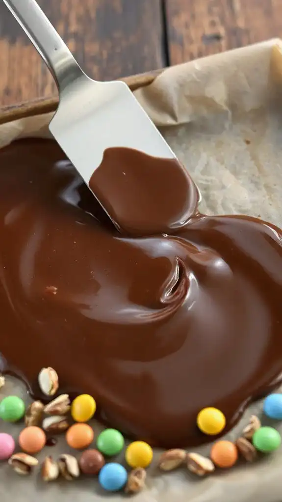 evenly spread melted chocolate