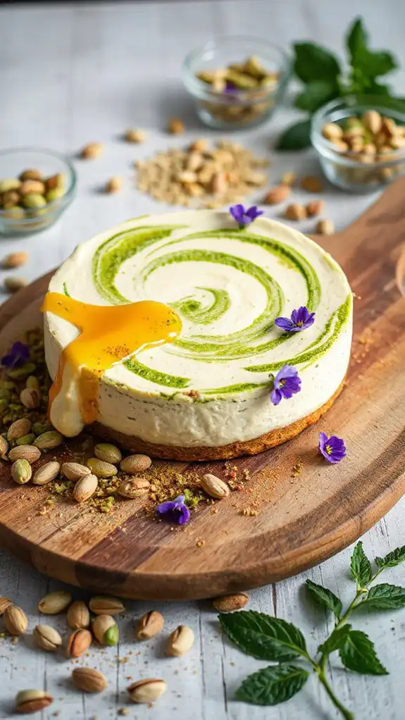 exotic pistachio cardamom cheesecake
