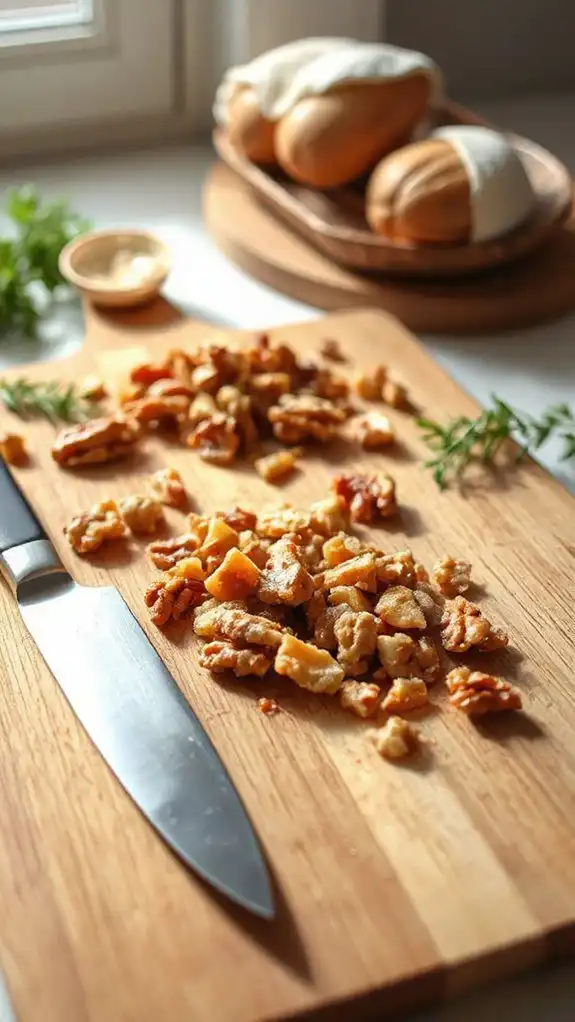 finely chop candied walnuts