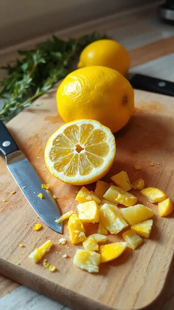 finely chop meyer lemons