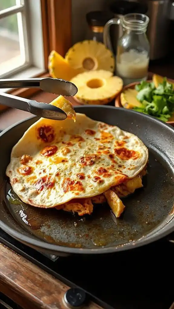 flip and cook quesadilla