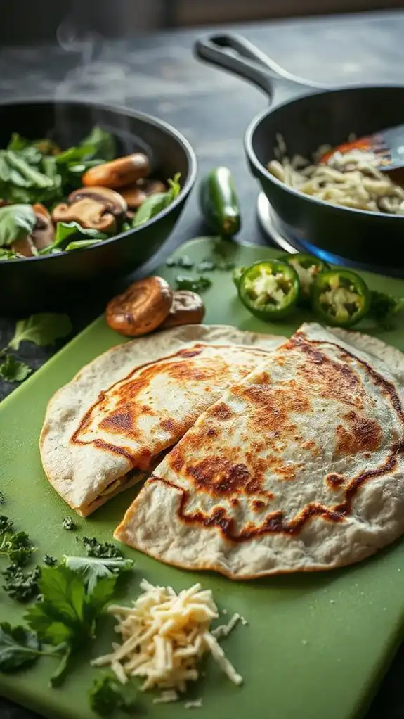 fold and cook quesadilla