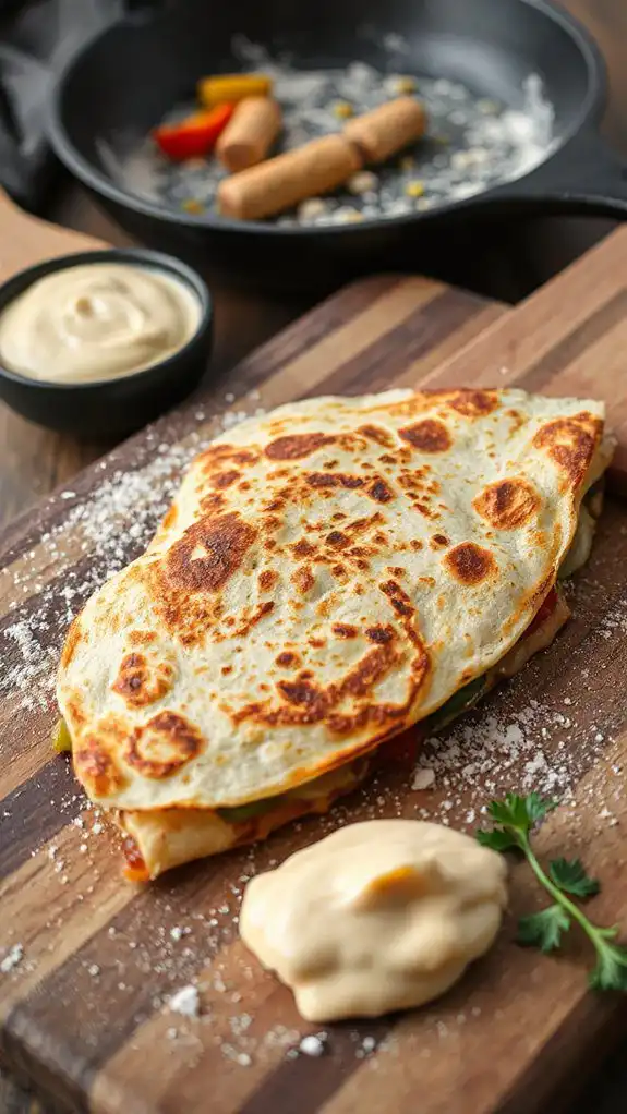 fold and toast quesadilla