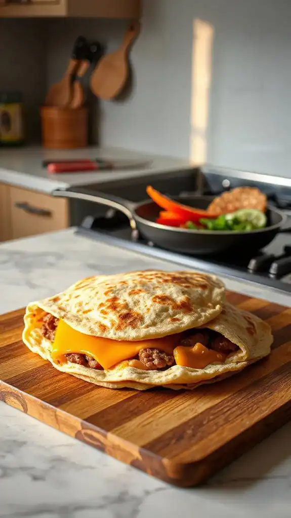 fold quesadilla in half