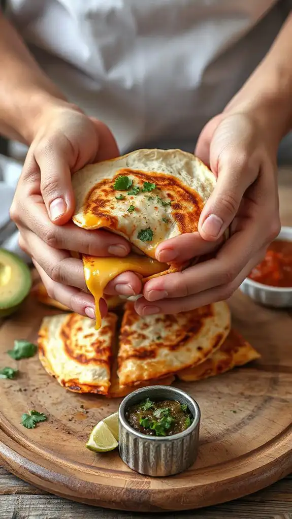 fold quesadilla over