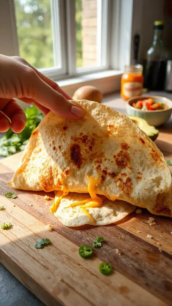 fold tortilla over itself