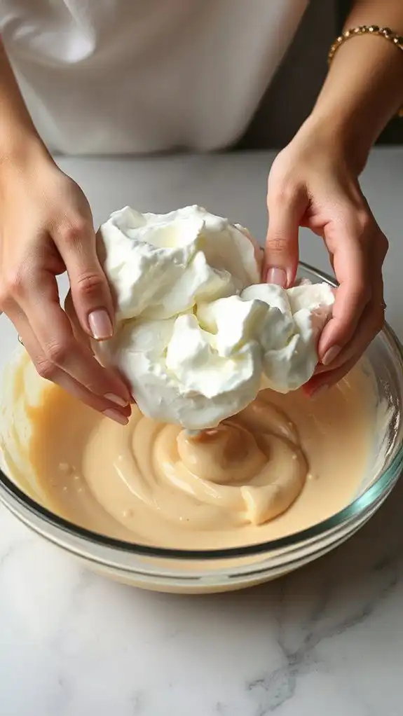 fold whipped cream gently