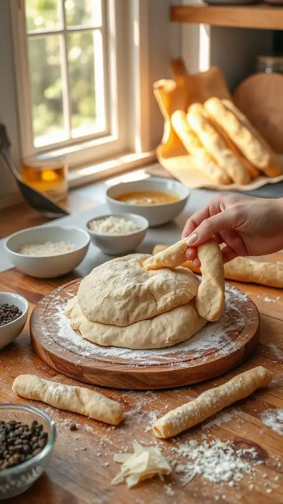 form dough into sticks