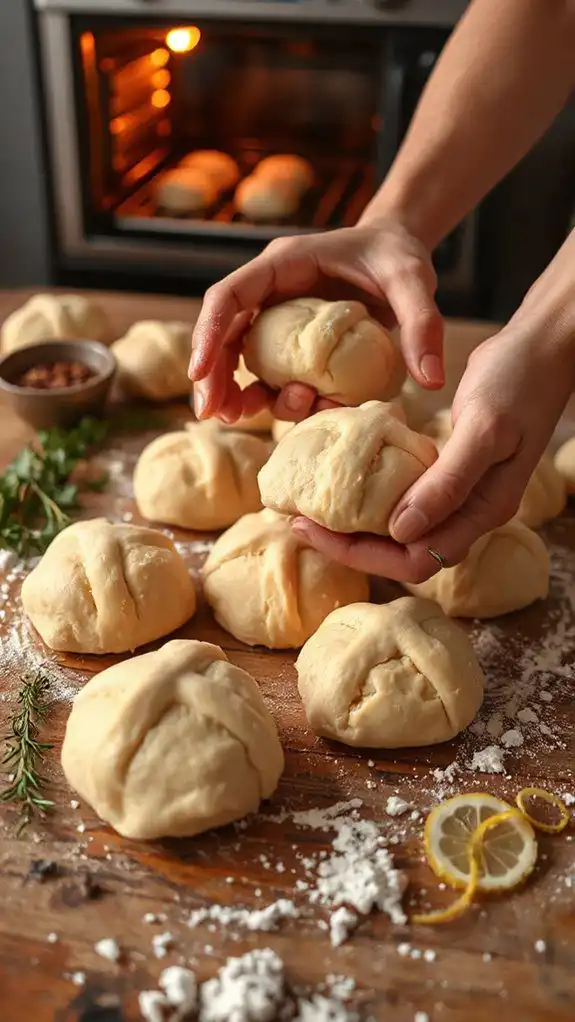 form the dough buns form the dough buns