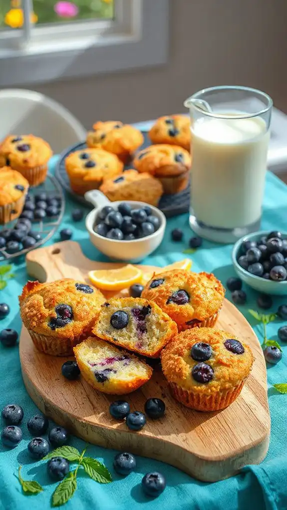fresh blueberry cornmeal muffins