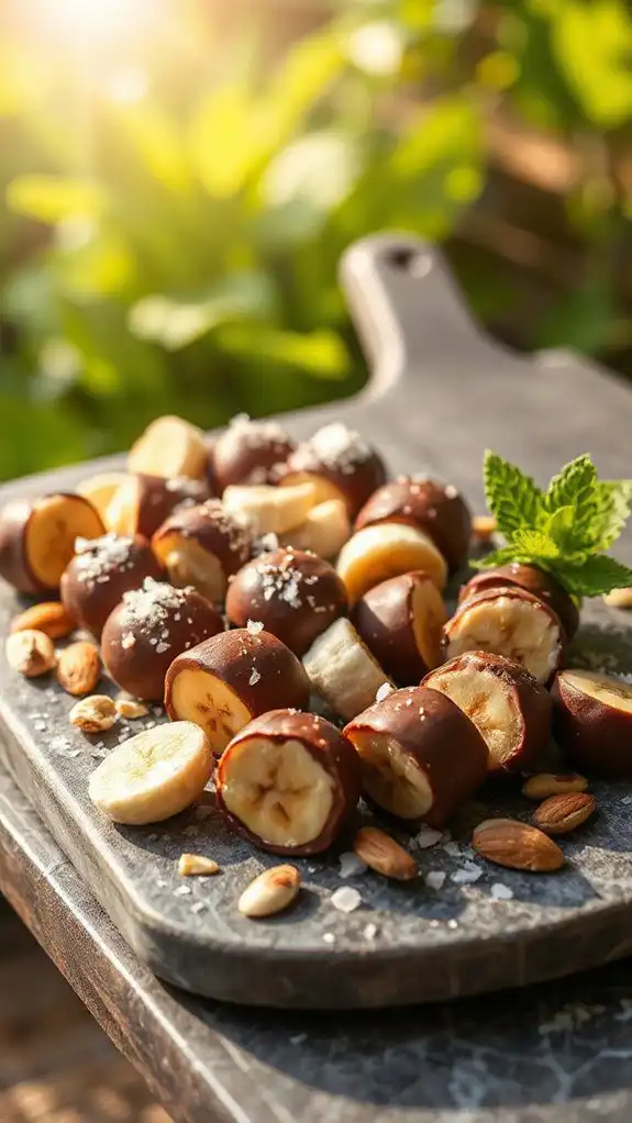 frozen banana chocolate bites