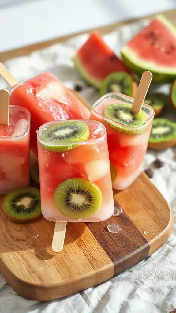 frozen watermelon kiwi popsicles