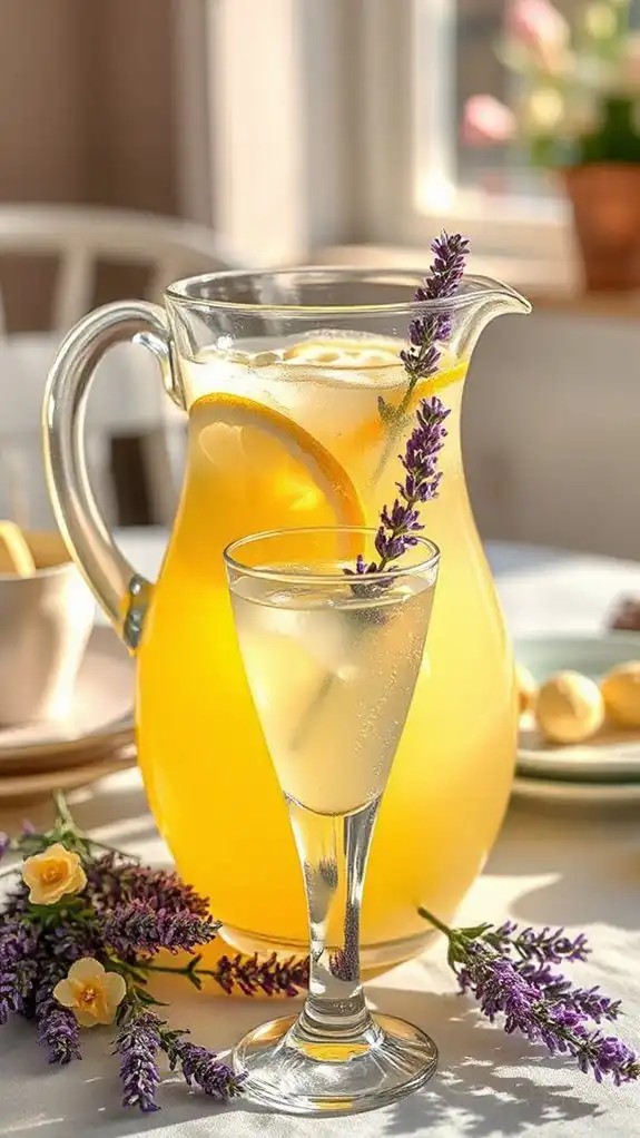 garnish with lavender sprigs