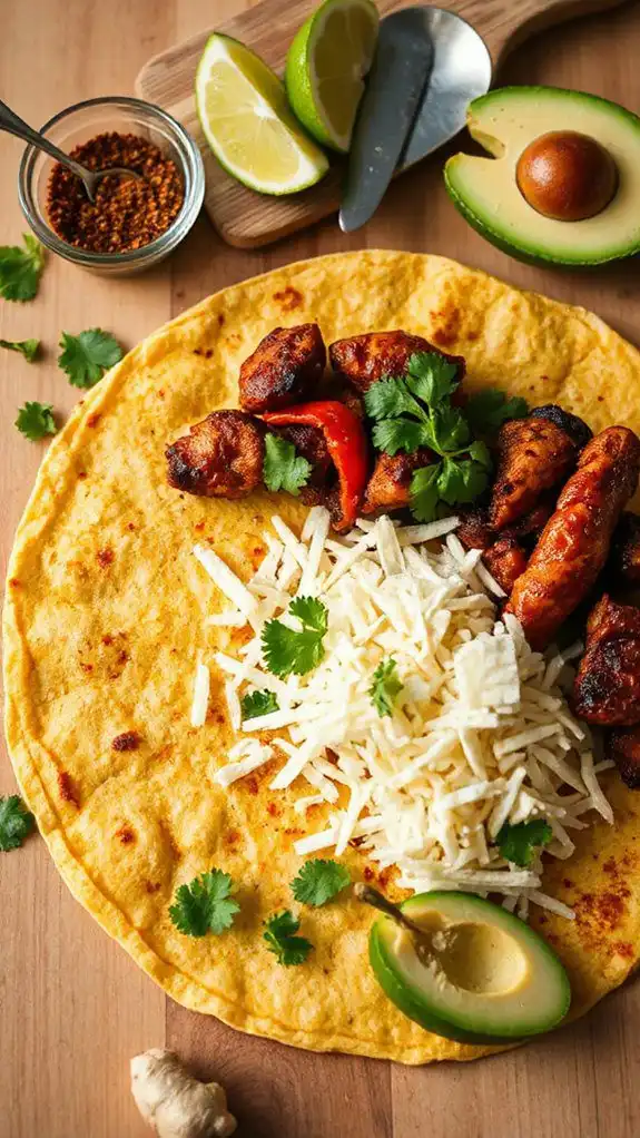 gather quesadilla components together