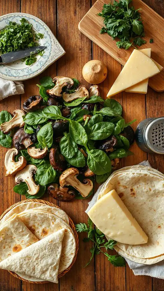 gather quesadilla components together