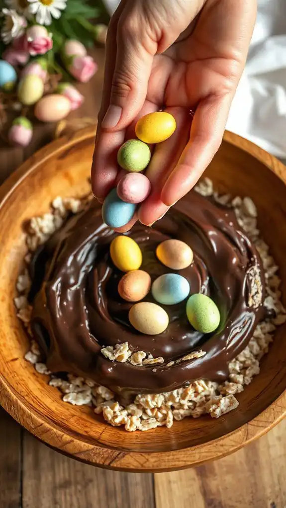 gently add chocolate eggs